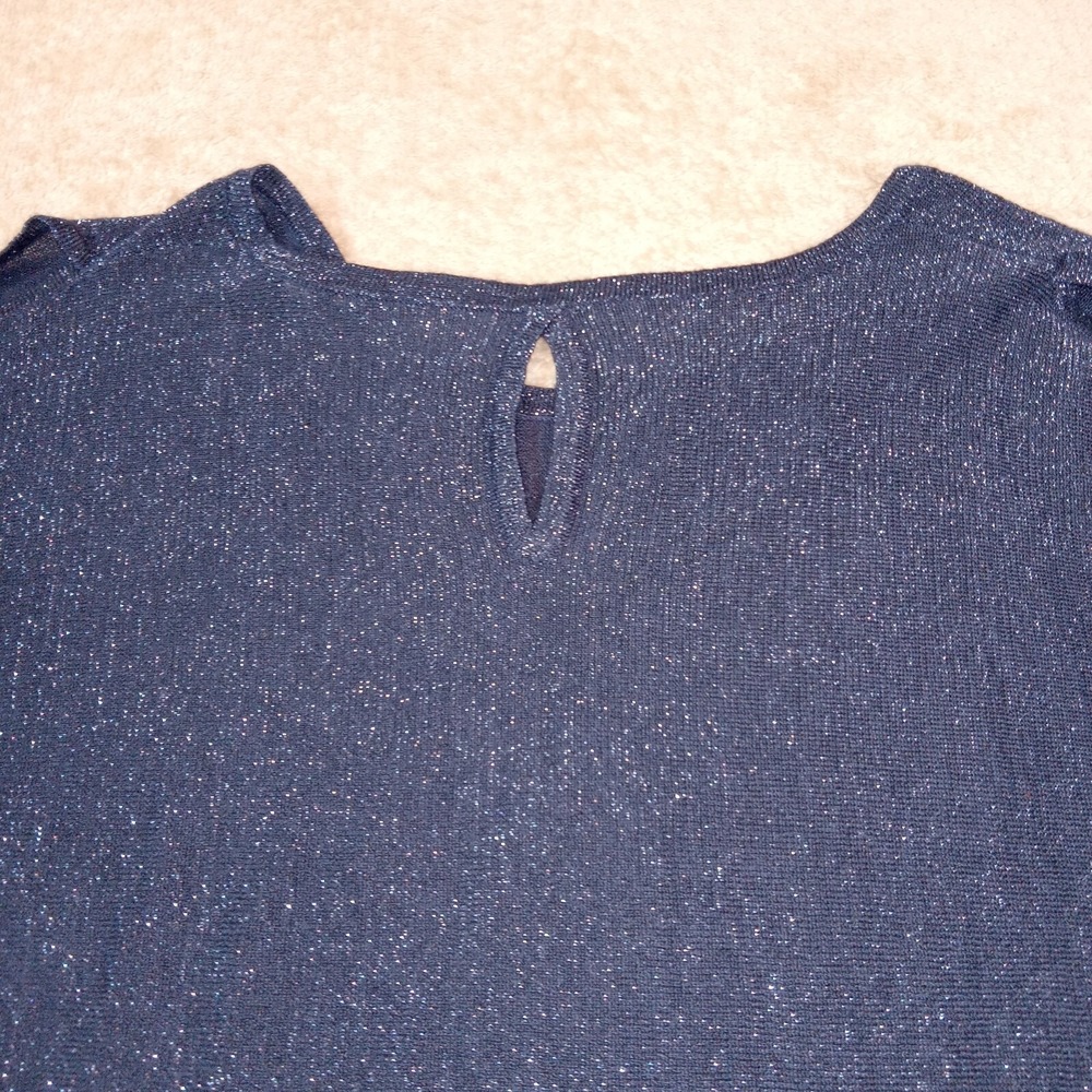 Soft Surroundings Tunic Round Neck Glitter‎ Style Top Navy Blue Medium - Picture 10 of 11